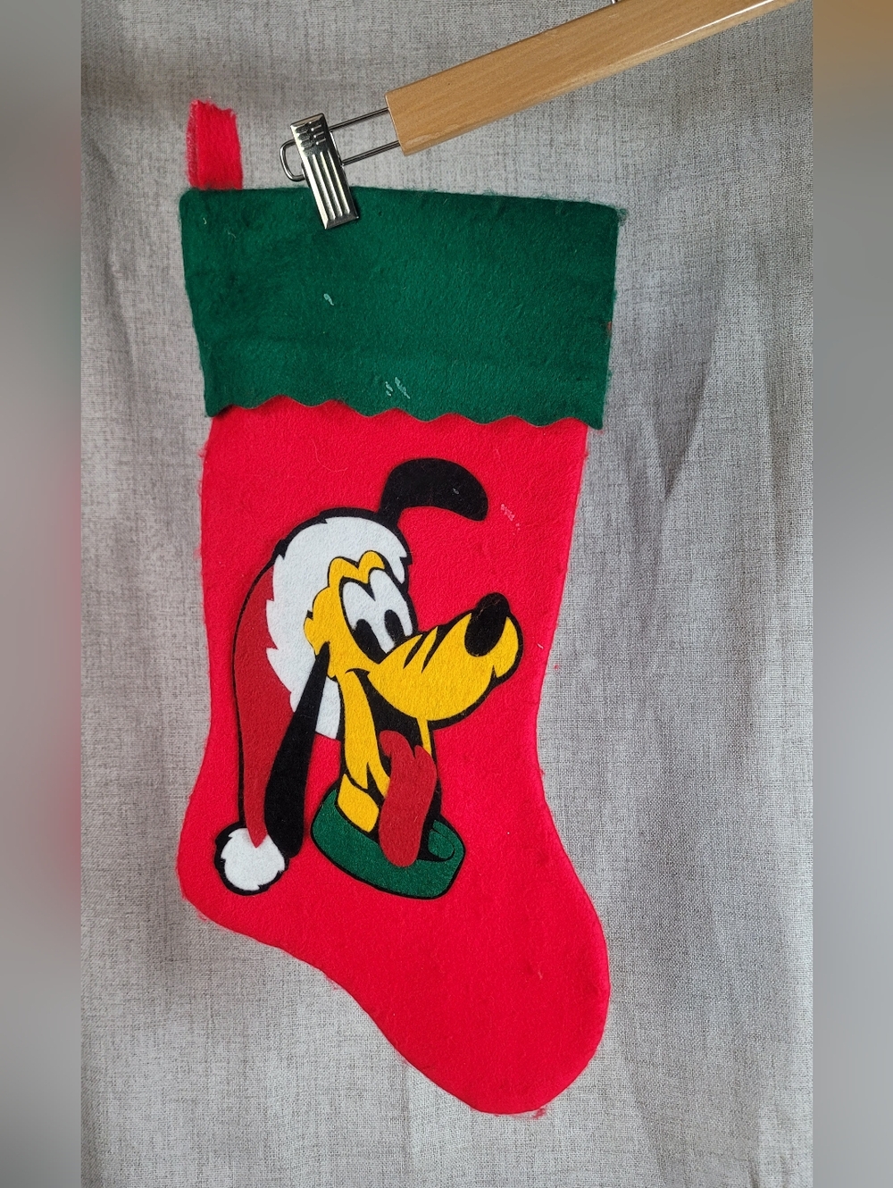 Disney Red and Green Holiday Stocking with Pluto